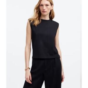 NWT Madewell Structured Muscle Tee Black Large Tencel Lyocell Blend Jersey